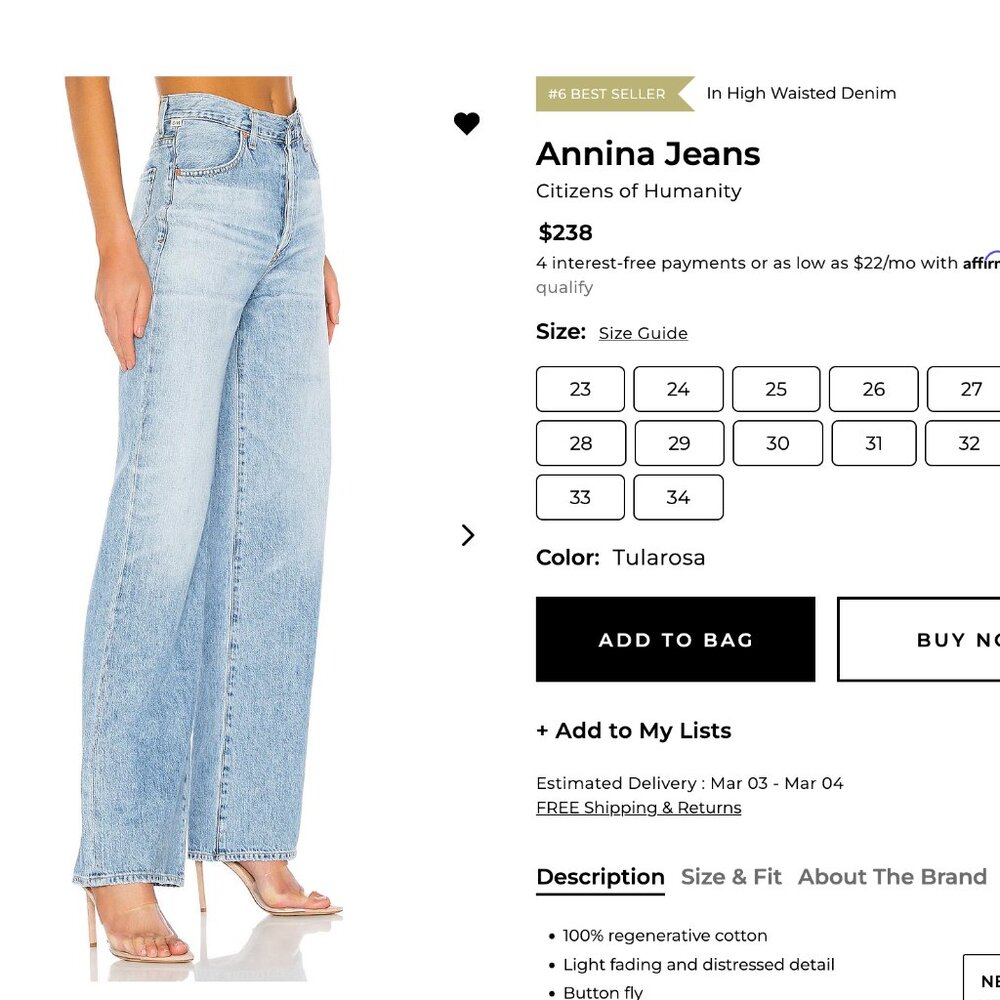 Citizens of Humanity Annina Jeans in Tularosa